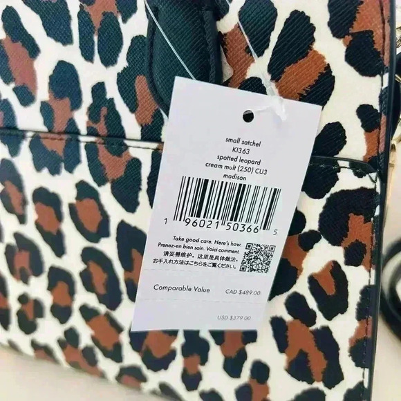 Kate Spade Purse Madison Spotted Animal Printed Satchel Leopard - Picture 7 of 11